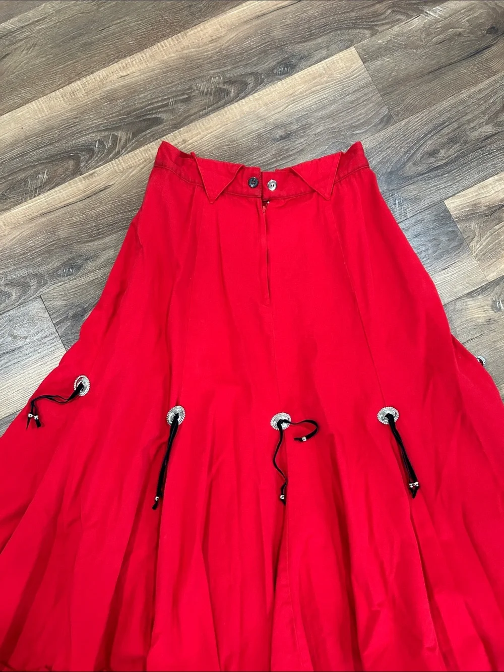 Vintage Circle T by Marilyn Lenox Red Concho Western Rodeo Skirt Womens 13/14 - Picture 8 of 14
